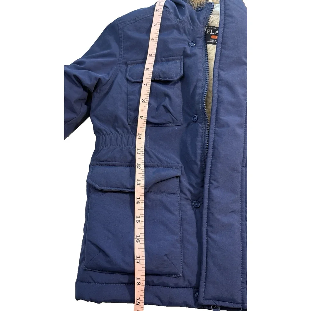 Children’s Place Navy Faux Fur Hooded Puffer Jacket Size XS 4